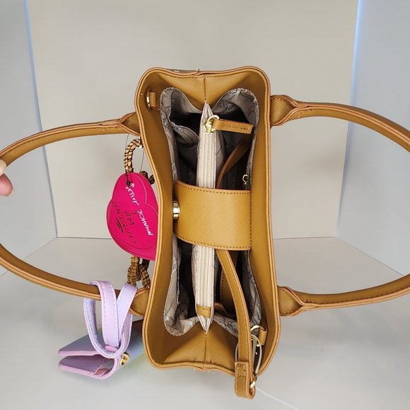 Betsey Johnson XOCHARLIE Triple Compartment Satchel with Card Holder - NWT - Picture 11 of 13